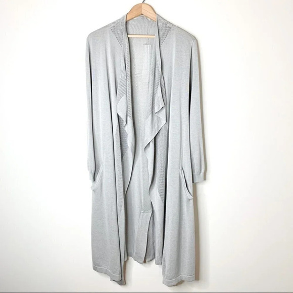 Anthropologie One Grey Day Vesper Cardigan Sweater Belted Duster Draped Gray XS - Picture 3 of 16